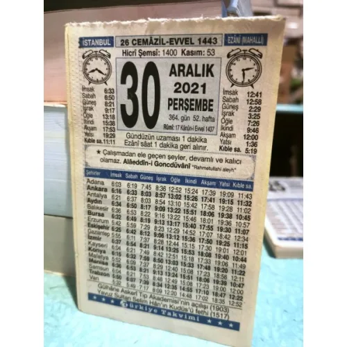 30 Aralık 2021 Türkiye Gazetesi Takvim yaprağı Doğum günü Özel gün hediyesi