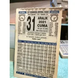 31 Aralık 2021 Türkiye Gazetesi Takvim yaprağı Doğum günü Özel gün hediyesi