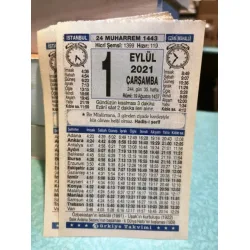 1 Eylül 2021 Türkiye Gazetesi Takvim yaprağı Doğum günü Özel gün hediyesi