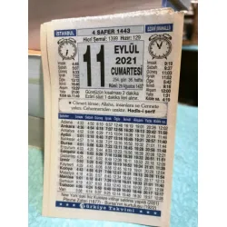 11 Eylül 2021 Türkiye Gazetesi Takvim yaprağı Doğum günü Özel gün hediyesi