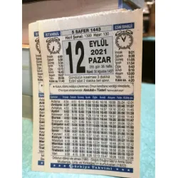 12 Eylül 2021 Türkiye Gazetesi Takvim yaprağı Doğum günü Özel gün hediyesi
