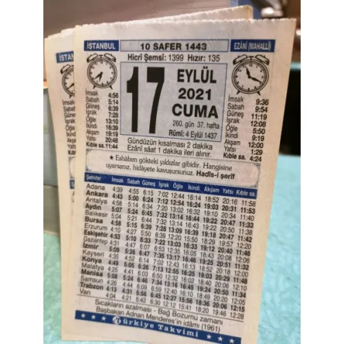 17 Eylül 2021 Türkiye Gazetesi Takvim yaprağı Doğum günü Özel gün hediyesi