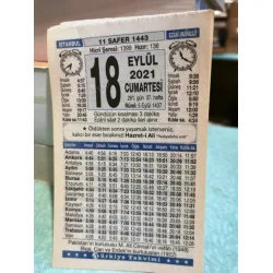 18 Eylül 2021 Türkiye Gazetesi Takvim yaprağı Doğum günü Özel gün hediyesi