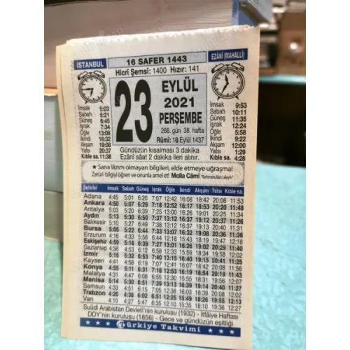 23 Eylül 2021 Türkiye Gazetesi Takvim yaprağı Doğum günü Özel gün hediyesi