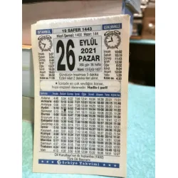 26 Eylül 2021 Türkiye Gazetesi Takvim yaprağı Doğum günü Özel gün hediyesi