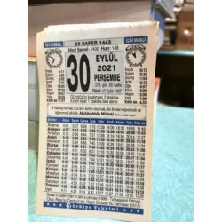 30 Eylül 2021 Türkiye Gazetesi Takvim yaprağı Doğum günü Özel gün hediyesi