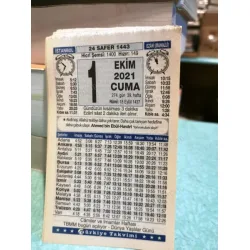 1 Ekim 2021 Türkiye Gazetesi Takvim yaprağı Doğum günü Özel gün hediyesi