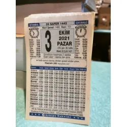 3 Ekim 2021 Türkiye Gazetesi Takvim yaprağı Doğum günü Özel gün hediyesi