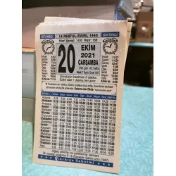 20 Ekim 2021 Türkiye Gazetesi Takvim yaprağı Doğum günü Özel gün hediyesi