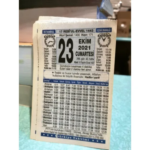 23 Ekim 2021 Türkiye Gazetesi Takvim yaprağı Doğum günü Özel gün hediyesi