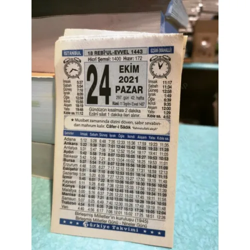 24 Ekim 2021 Türkiye Gazetesi Takvim yaprağı Doğum günü Özel gün hediyesi
