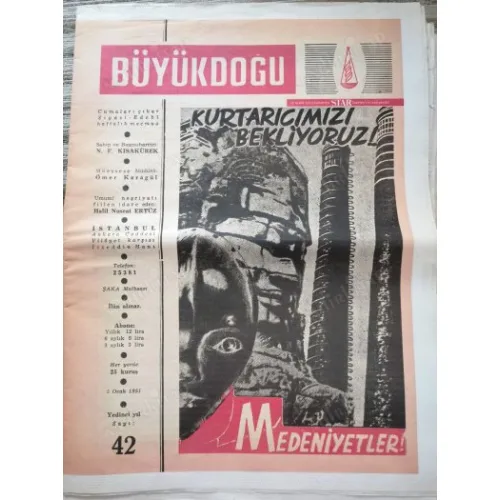 Büyük Doğu Siyasi ve Edebi Mecmua 42 Saltanat sürmüş Şehzadeler Nahid Sırrı Örik, Şükrü Hoca, Şükrü Çelikalay, Diplomatlarımız TB
