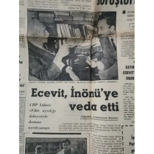 Cumhuriyet 23 Mart 1971 Salı Ecevit İnönü