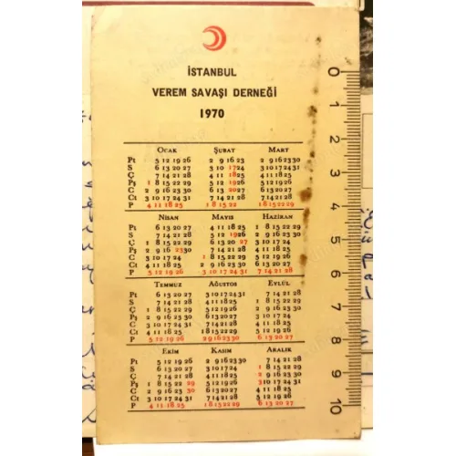 Takvim İstanbul Verem Savaşı Derneği 1970 - Takvim ve Bilgi bröşürü