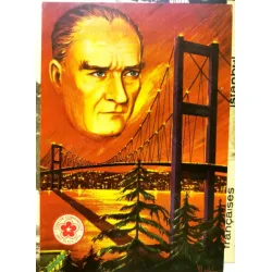 Kartpostal 1973 Türkiye Cumhuriyeti 50. Yıl Kartpostalı Arkasında 50. Yıl Marşı