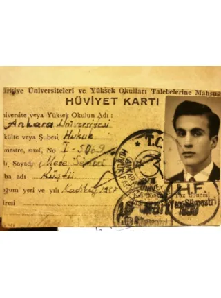 Türkiye Üniversiteleri ve Yüksek Okulları Talebelerine Mahsus HÜVİYET KARTI * 20 Ocak 1959 * Pullu Ankara Üniveristesi Hukuk Fakültesi BKZ