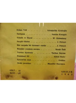 Yeni Ufuklar 127 Orhan Veli Eyuboğlu, Teknik ve Hayat Heisenberg, Bunalım Yazımı Demir Özlü, Yarının Tiyatrosu, Tartışma Samim Kocagöz