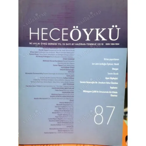 Hece Öykü 87 Dosya Sevim budak Cahit Zarifoğlu Yenik (İlk defa) , Söyleşi Senem Gezeroğlu Toplantı Müzeyyen Çelik