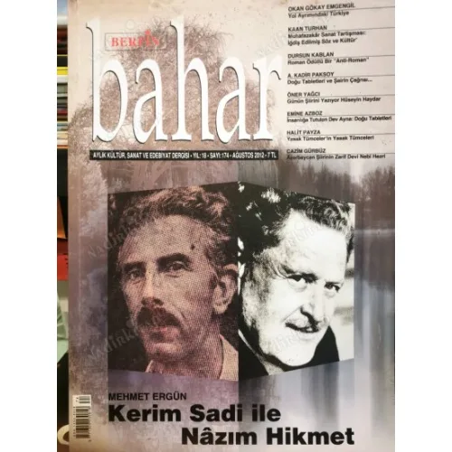 Berfin Bahar 174 Dosya Kerim Sadi ile Nazım Hikmet, Doğu Tabletleri, hüseyin Haydar, Yol Ayrımında Türkiye