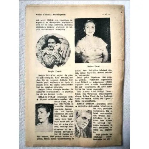 Bizim Yıldızlar Ansiklopedisi 41-48 (Dahil eki) Bekgin Doruk, Cahide sonku vb.)