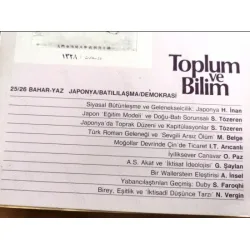 Toplum ve Bilim 25/26 Japonya Batılılaşma Demokrasi, Wallerstein Eleştirisi, İktisat İdeolojisi, Duby, Birey Eşitlik ve İktisadi Düşünce,