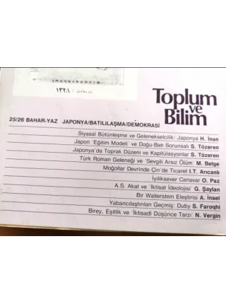 Toplum ve Bilim 25/26 Japonya Batılılaşma Demokrasi, Wallerstein Eleştirisi, İktisat İdeolojisi, Duby, Birey Eşitlik ve İktisadi Düşünce,