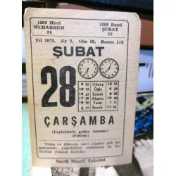 28 Şubat 1973 Saatli Maarif Takvim Yaprağı / Doğum-Özel gün hediyesi