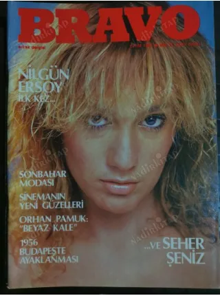 Bravo Erkek Dergisi Ekim 1985 Kapak Seher Şeniz Nilgün Ersoy Söyleşi Oğuz Gürsel Etap Marmara ,Orhan Pamuk Beyaz Kale tefrika Volvol 340