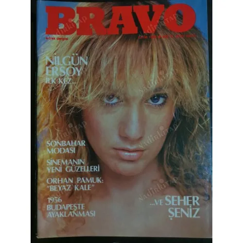 Bravo Erkek Dergisi Ekim 1985 Kapak Seher Şeniz Nilgün Ersoy Söyleşi Oğuz Gürsel Etap Marmara ,Orhan Pamuk Beyaz Kale tefrika Volvol 340