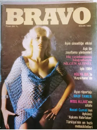 Bravo Erkek Dergisi Nisan 1983 Kapak Hülya Işıl Nilgün Altınel Söyleşi Rauf Tamer, Necati Cumalı Alfred Bester, Enfiye, Meloş ÇR,