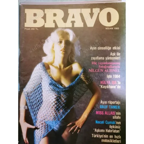 Bravo Erkek Dergisi Nisan 1983 Kapak Hülya Işıl Nilgün Altınel Söyleşi Rauf Tamer, Necati Cumalı Alfred Bester, Enfiye, Meloş ÇR,