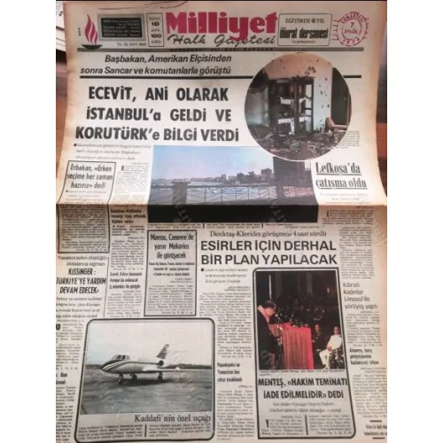 Milliyet 7 Eylül 1974 , Kıbrıs Barış Harekatı, Deniz Baykal Kaddafi
