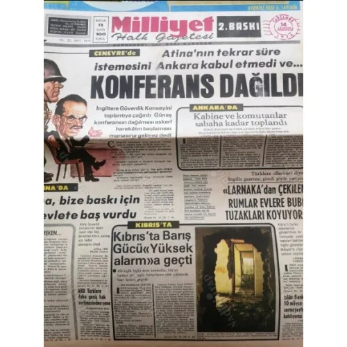 Milliyet 14 Ağustos 1974 Kıbrıs Barış Harekatı, Kurtulan Türk Askerleri TAM