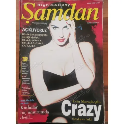 Şamdan Kasım 1998 Sayı 1 Esin Maraşlıoğlu, Gözde Tan Narkotik isimler, Ricky Martin Türkiye