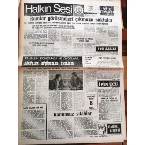 Halkın Sesi 26 Mayıs 1977 KIBRIS Kanunsuz silahlar Dr Fazıl Küçük, Rumlar çıkmaza soktular, Pahalılık