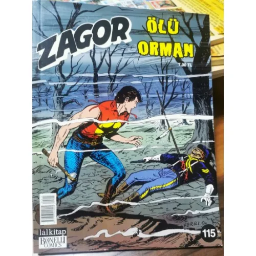 Zagor Sayı 115 Ölü Orman (Yeni Seri) Özel Basım Bonelli vefatı dolayısıyla Siyah Kapak ile çıkmıştır