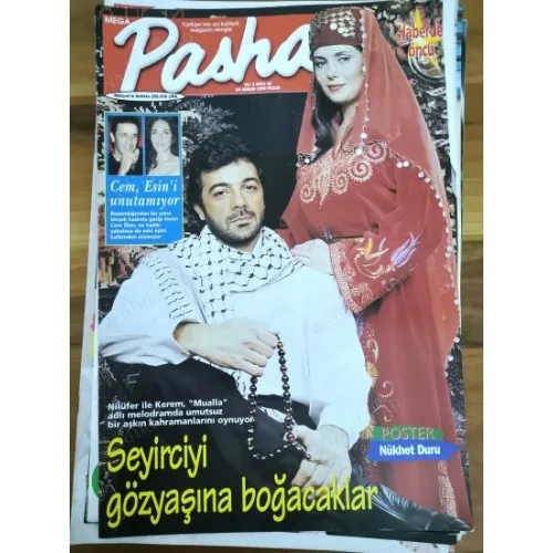 Pasha MEGA 68 19 Aralık 1999 Kerem Alışık nilüfer Açıkalın Ebru Şallı, Poster Nükhet Duru, Sezen Aksu Müjde, Didem Erol, Değer Denktaş,Transparan Ebru