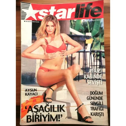 Star Life 30 Mayıs 1999 Aysun Kayacı, Ataizi kabinde, Nezhan Mülazım, Tarık Tarcan, Yalçın Menteş, Ufuk Yıldırım, GOLF, ABSOLUT mekan, Söyleşi Şener