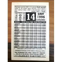 14 Şubat 1996 Takvim yaprağı Doğum Özel gün hediyesi