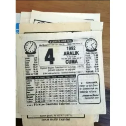4 Aralık 1992 Takvim yaprağı Doğum Özel gün hediyesi