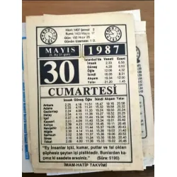 30 Mayıs 1987 Takvim yaprağı Doğum Özel gün hediyesi
