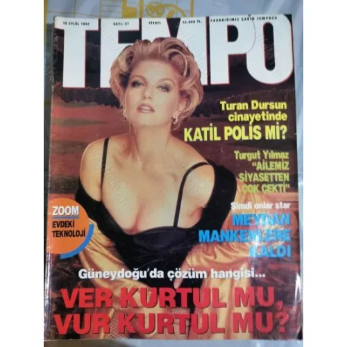 Tempo 37 1992 Turan Dursun Cinayeti, Güneydoğu çözüm, Mankenler, Bahailer Bodrumda, Yılmaz Ailesi çok çekti, Vanessa Paradis
