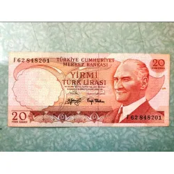 20 Yirmi Türk Lirası E6 3.Tertip F62 Kağıt Para (1979-1997)