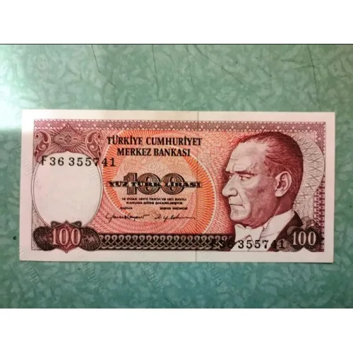 100 Yüz Türk Lirası E7 2. Tertip F36 Kağıt Para (1984-1999)
