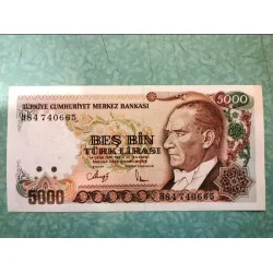 5000 BeşBin Türk Lirası E7 4. Tertip H84 Kağıt Para (1990-2004)