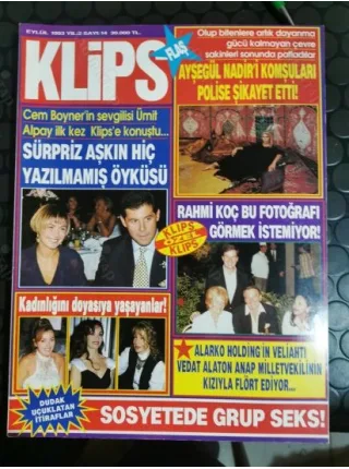 Klips 1993 14 Söyleşi Billur Kalkavan Serra Hamamcıoğlu, Ajda mahkemelik, Hakko ailesi, Cem Boyner aşk, Rahmi Koçu ağlatan foto, İlhan İrem aşkı,