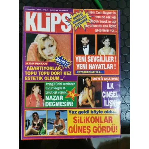 Klips 1993 12 Cem Boyner ex, Rahmi Koç Sakıp Sabancı, Candan Erçetin Teoman, Söyleşi Ajda Pekkan estetikleri