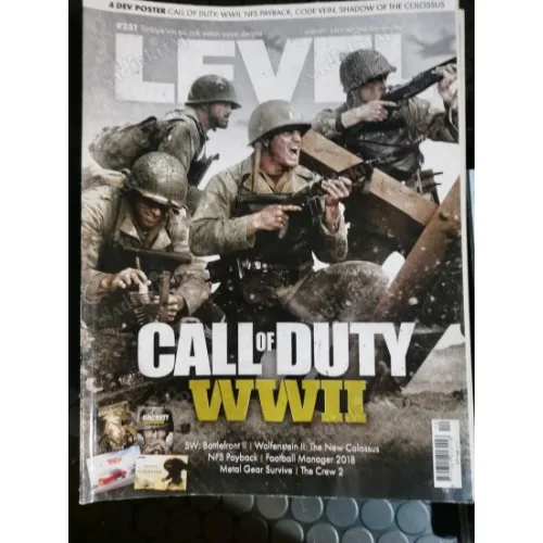Level 251 Aralık 2017 Call of Duty WWII, BattleFront II, Wolfenstein II New Colossus, NFS Payback, Footbal Manager 2018, Metal Gear Survive, Crew 2