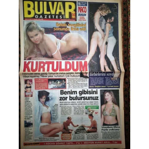 Bulvar 28 Haziran 2000 Erotik/Magazin Ebru Şancı, Maxim Gösteri striptiz şov, Faik Ergin Yeşim Salkım Aysel Gürel Mustafa Altıoklar, AF Asrın