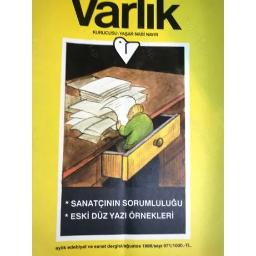 Varlık 971 Sanatçının Sorumluluğu Afşar Timuçin, Eski Düz Yazı Örnekleri Fahir İz, Dan Mellin